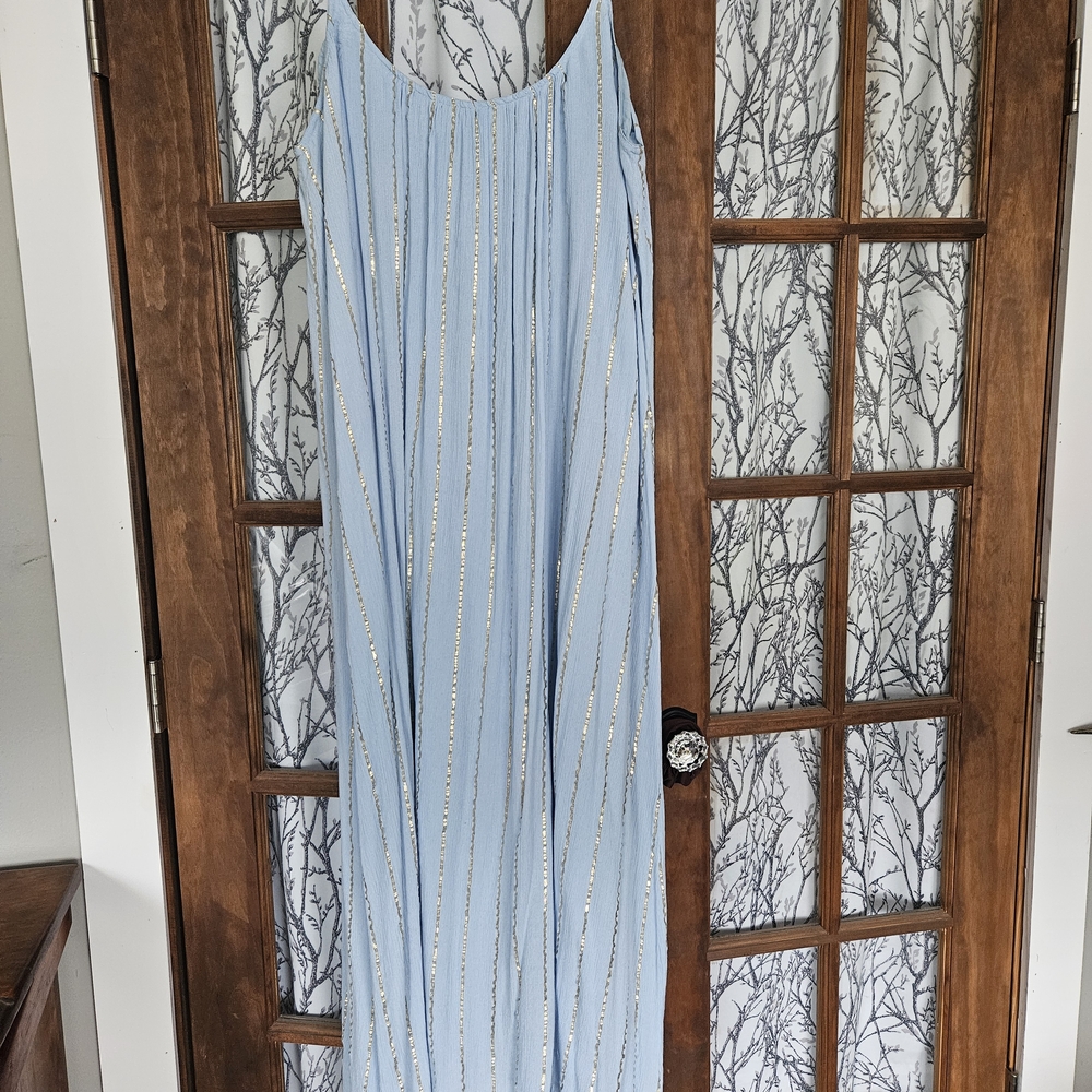 En Creme Light Blue Maxi Dress